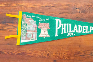 Philadelphia Pennsylvania Felt Pennant Vintage Green Wall Decor