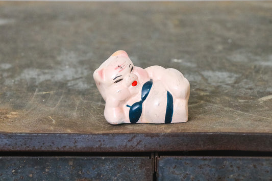 Ceramic Risque Pig in Bikini Pencil Sharpener Vintage Kitsch Shelf Decor - Eagle's Eye Finds