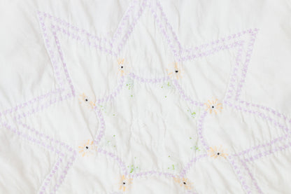 Pink Sawtooth Star Hand Stitched Embroidered Quilt Vintage Farmhouse Decor - Eagle's Eye Finds