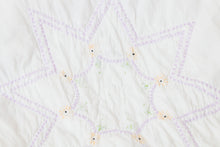 Load image into Gallery viewer, Pink Sawtooth Star Hand Stitched Embroidered Quilt Vintage Farmhouse Decor - Eagle&#39;s Eye Finds
