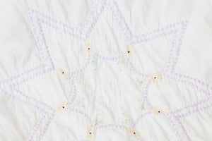 Pink Sawtooth Star Hand Stitched Embroidered Quilt Vintage Farmhouse Decor - Eagle's Eye Finds