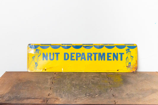 Nut Department Planters Peanuts Sign Vintage Advertising Wall Decor