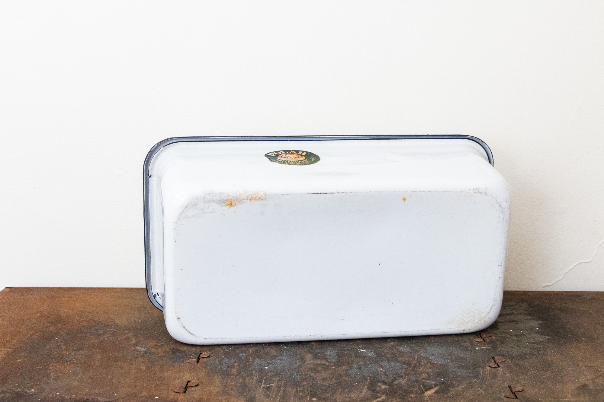 Polar Ware Enamelware Refrigerator Box Vintage Blue and White
