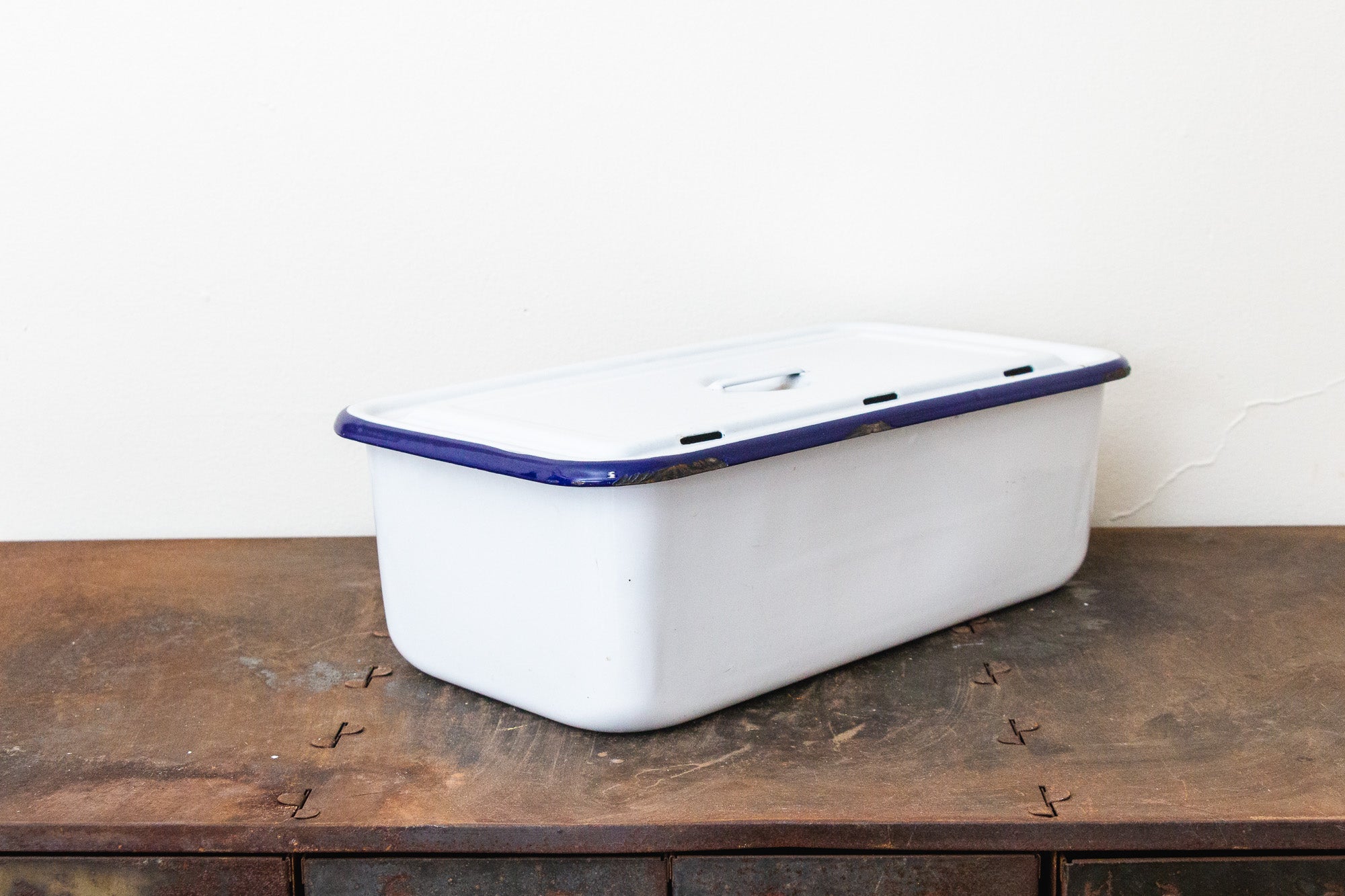 Polar Ware Enamelware Refrigerator Box Vintage Blue and White