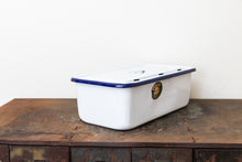 Load image into Gallery viewer, Polar Ware Enamelware Refrigerator Box Vintage Blue and White Kitchen Decor Accent - Eagle&#39;s Eye Finds
