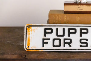 Puppies for Sale Sign Vintage Black and White Dog Lover Wall Decor