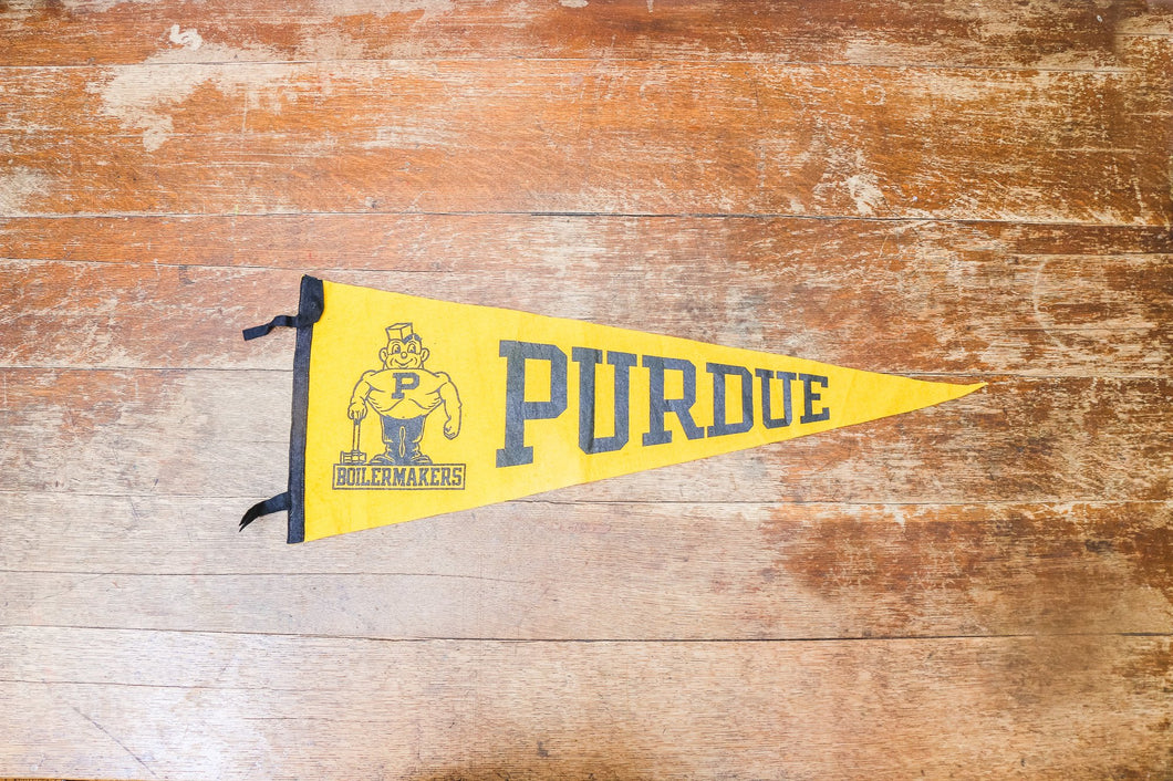 Purdue University Boilermakers Yellow Felt Pennant Vintage Wall Decor