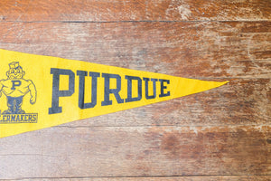 Purdue University Boilermakers Yellow Felt Pennant Vintage Wall Decor