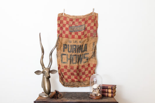 Purina Chows Feed Sack Vintage Rustic Burlap Bag - Eagle's Eye Finds