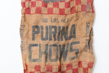 Load image into Gallery viewer, Purina Chows Feed Sack Vintage Rustic Burlap Bag - Eagle&#39;s Eye Finds
