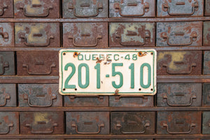 1948 Quebec License Plate Vintage Canada Green and White Wall Decor