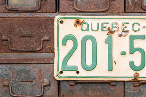 1948 Quebec License Plate Vintage Canada Green and White Wall Decor