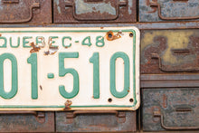 Load image into Gallery viewer, 1948 Quebec License Plate Vintage Canada Green and White Wall Decor
