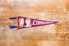 Load image into Gallery viewer, Queen Elizabeth Coronation Felt Pennant Vintage 1937 Royal Family Decor
