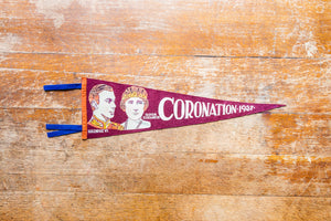 Queen Elizabeth Coronation Felt Pennant Vintage 1937 Royal Family Decor