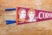 Load image into Gallery viewer, Queen Elizabeth Coronation Felt Pennant Vintage 1937 Royal Family Decor
