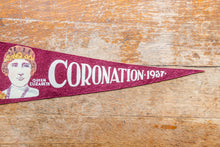 Load image into Gallery viewer, Queen Elizabeth Coronation Felt Pennant Vintage 1937 Royal Family Decor
