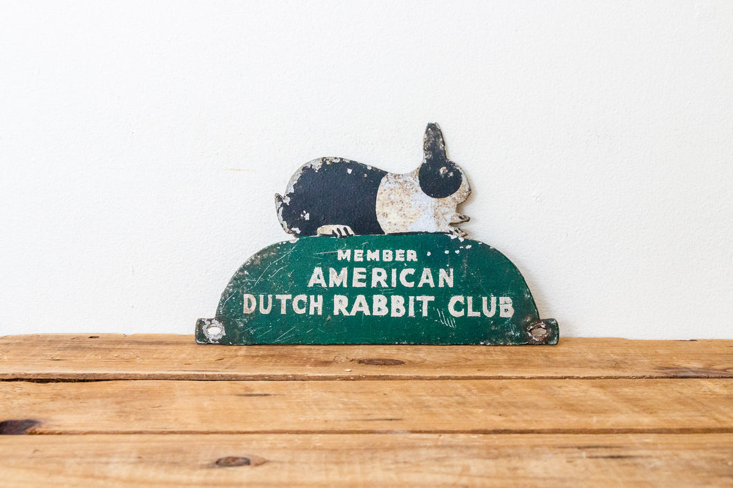 American Dutch Rabbit Club License Plate Topper Vintage Green Bunny Decor - Eagle's Eye Finds