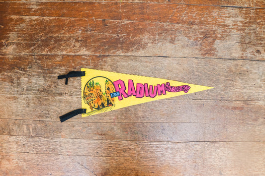 Radium BC Felt Pennant Vintage Retro Yellow Canada Wall Decor