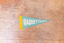Load image into Gallery viewer, Raquette Lake Light Blue Felt Pennant Vintage Travel Wall Decor - Eagle&#39;s Eye Finds
