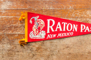 Raton Pass New Mexico Felt Pennant Vintage Red NM Wall Hanging Decor