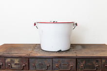 Load image into Gallery viewer, Enamelware Handled Bucket Vintage Red and White Kitchen Decor Accent - Eagle&#39;s Eye Finds
