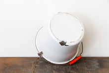 Load image into Gallery viewer, Enamelware Handled Bucket Vintage Red and White Kitchen Decor Accent - Eagle&#39;s Eye Finds
