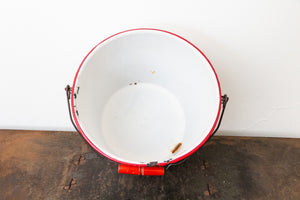 Enamelware Handled Bucket Vintage Red and White Kitchen Decor Accent - Eagle's Eye Finds