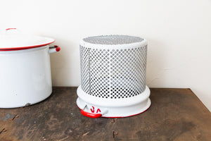 Enamelware Pot and Steamer Set Vintage Red and White Kitchen Decor - Eagle's Eye Finds