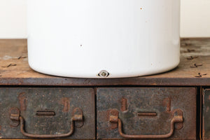 Enamelware Pot and Steamer Set Vintage Red and White Kitchen Decor - Eagle's Eye Finds