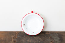 Load image into Gallery viewer, Enamelware Cup or Bowl Vintage Red and White Kitchen Decor Accent - Eagle&#39;s Eye Finds
