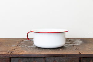 Enamelware Cup or Bowl Vintage Red and White Kitchen Decor Accent - Eagle's Eye Finds