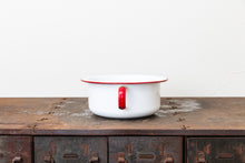 Load image into Gallery viewer, Enamelware Cup or Bowl Vintage Red and White Kitchen Decor Accent - Eagle&#39;s Eye Finds
