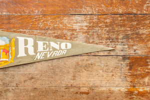 Reno Nevada Grey Felt Pennant Travel Souvenir Vintage