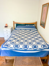 Load image into Gallery viewer, Robbing Peter to Pay Paul Hand Stitched Quilt Vintage Blue Cottage Decor
