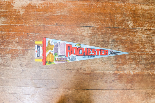Rochester Minnesota Felt Pennant Light Blue Vintage Wall Decor