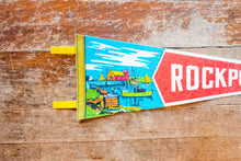 Load image into Gallery viewer, Rockport Mass. Blue Felt Pennant Vintage Massachusetts Wall Decor
