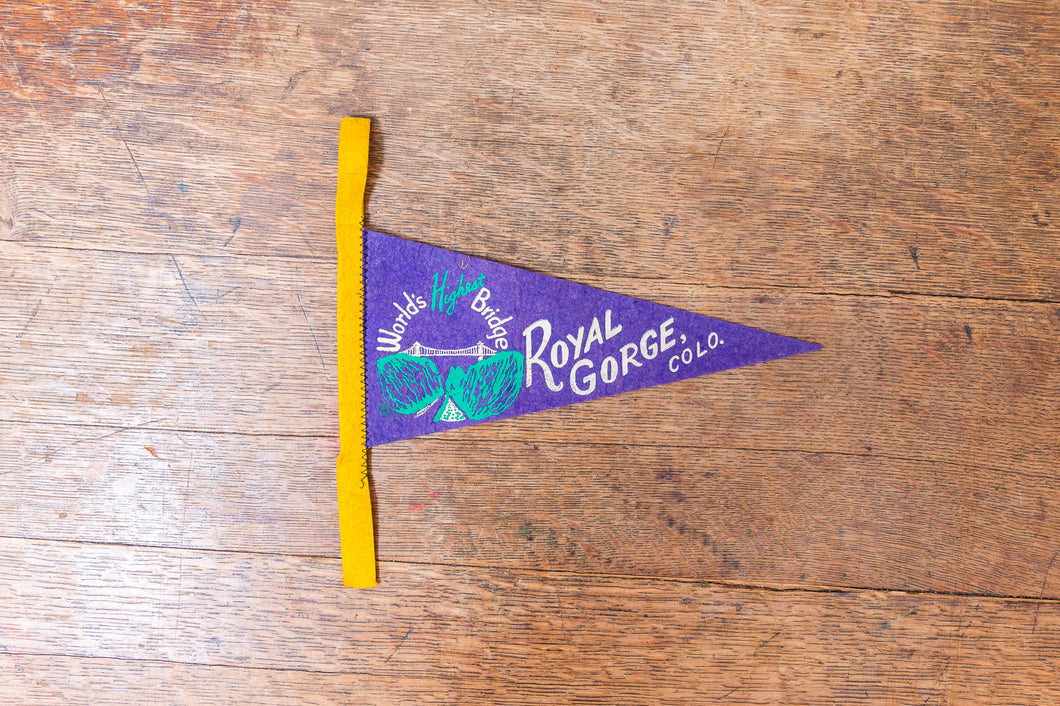 Royal Gorge Colorado Felt Pennant Vintage Purple Wall Hanging Decor - Eagle's Eye Finds