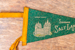 Salt Lake City Utah Green Felt Pennant Vintage Wall Decor - Eagle's Eye Finds