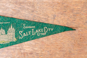 Salt Lake City Utah Green Felt Pennant Vintage Wall Decor - Eagle's Eye Finds
