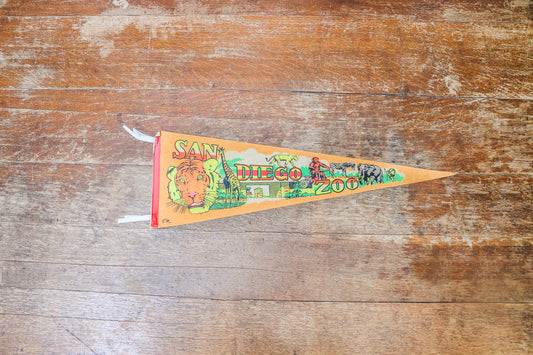 San Diego Zoo Felt Pennant Vintage Orange CA Animal Wall Decor