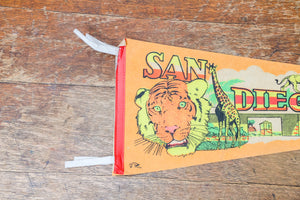 San Diego Zoo Felt Pennant Vintage Orange CA Animal Wall Decor