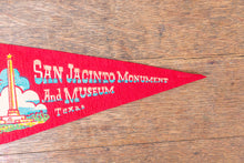 Load image into Gallery viewer, San Jacinto Monument Houston Texas Felt Pennant Vintage Red TX Wall Decor - Eagle&#39;s Eye Finds
