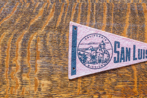 San Luis Rey California Felt Pennant Vintage Pink Wall Decor