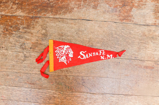 Santa Fe New Mexico Red Felt Pennant Vintage NM Wall Decor