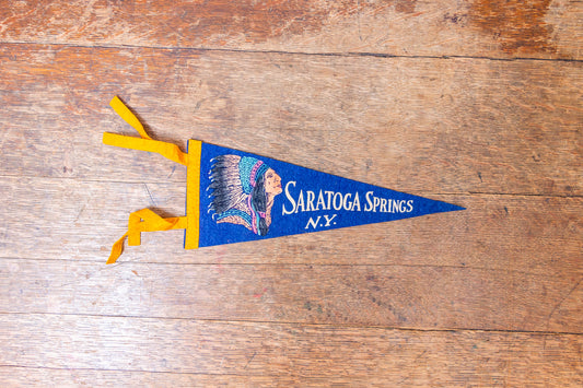 Saratoga Springs New York NY Felt Pennant Vintage Native American Wall Decor - Eagle's Eye Finds