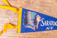 Load image into Gallery viewer, Saratoga Springs New York NY Felt Pennant Vintage Native American Wall Decor - Eagle&#39;s Eye Finds
