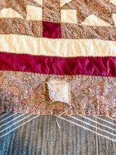 Load image into Gallery viewer, Sawtooth Star Quilt Vintage Small Maroon Farmhouse Decor
