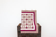 Load image into Gallery viewer, Sawtooth Star Quilt Vintage Small Maroon Farmhouse Decor
