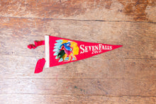 Load image into Gallery viewer, Seven Falls Colorado Native American Felt Pennant Vintage Red Wall Decor - Eagle&#39;s Eye Finds
